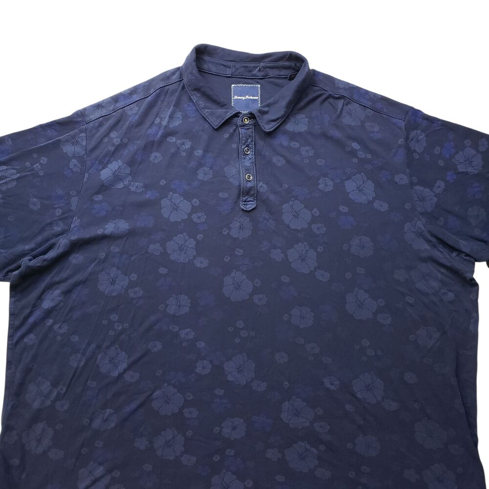 Tommy Bahama Polo Shirt Mens 3XB Big & Tall Blue Floral Tropical Pima Cotton - Picture 2 of 8